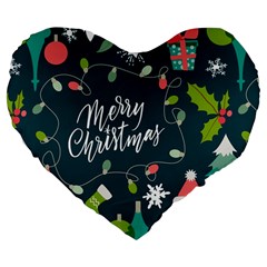 Merry Christmas, Happy New Year, Christmas Seamless Texture Large 19  Premium Flano Heart Shape Cushions