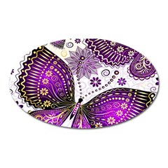 Purple Butterflies, Abstract, Floral, Flowers Oval Magnet