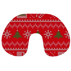 Red Christmas Pattern Xmas Decorations, Christmas Knitted Texture Travel Neck Pillow