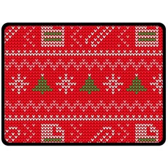 Red Christmas Pattern Xmas Decorations, Christmas Knitted Texture Two Sides Fleece Blanket (large)