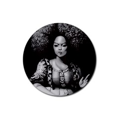 Vintage Afro Style Doll Illustration (ia&human) Rubber Round Coaster (4 Pack)