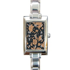 Background Pattern Leaves Texture Rectangle Italian Charm Watch