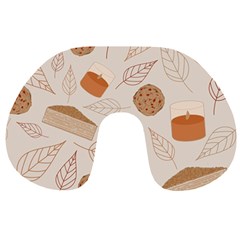 Leaves Cake Cookies Pattern Travel Neck Pillow