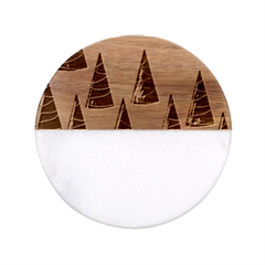 Christmas Trees Pattern Classic Marble Wood Coaster (round) 