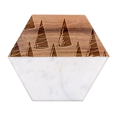 Christmas Trees Pattern Marble Wood Coaster (hexagon) 