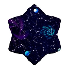 Realistic Night Sky Poster With Constellations Ornament (snowflake)