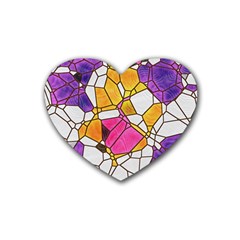 Architecture Glass Abstract Pattern Rubber Heart Coaster (4 Pack)