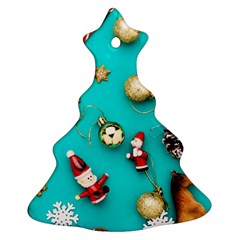 Christmas Decorations Blue Xmas Background Christmas Tree Ornament (two Sides)