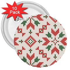 Christmas Texture, New Year, Red-green Christmas Ornament Texture 3  Buttons (10 Pack) 