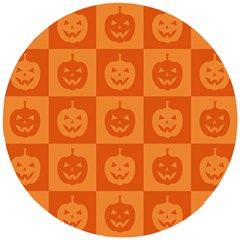 Seamless Halloween Pattern With Smiling Pumpkin 20240926 161520 0000 Wooden Puzzle Round by Safari