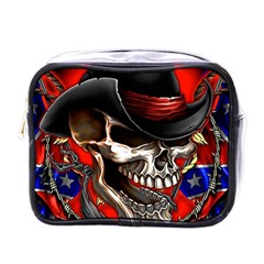 Confederate Flag Usa America United States Csa Civil War Rebel Dixie Military Poster Skull Mini Toiletries Bag (one Side)