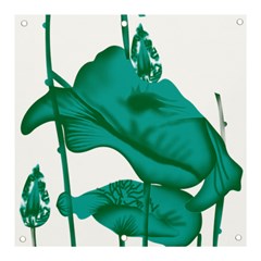 A Painting Of A Flower And A Fish On A Black Background Banner And Sign 3  X 3  by catchydesignhill