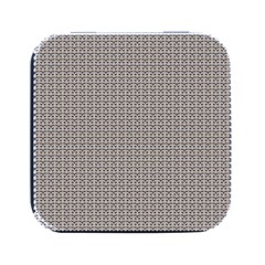 A White Background With A Brown Pattern On It Square Metal Box (black)