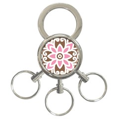 A Pink Flower On A Brown Background 3-ring Key Chain by catchydesignhill