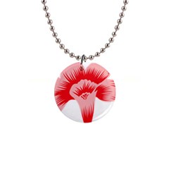 A Red Flower On A Black Background 1  Button Necklace by catchydesignhill