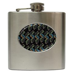 Multicolored Dna Strand Art Hip Flask (6 Oz)